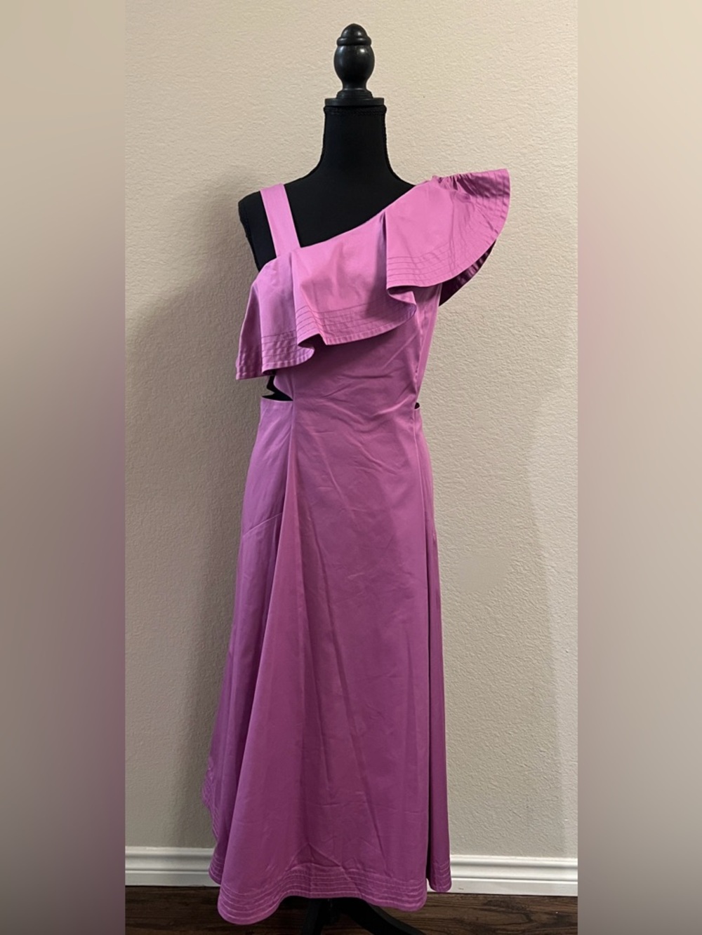 Veronica Beard Beilla Dress Vivid Orchid One Shoulder Ruffle Midi NWT Size 6